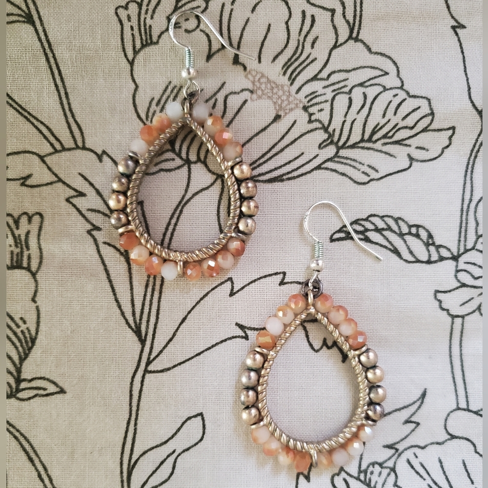 Orange bead dangle earrings